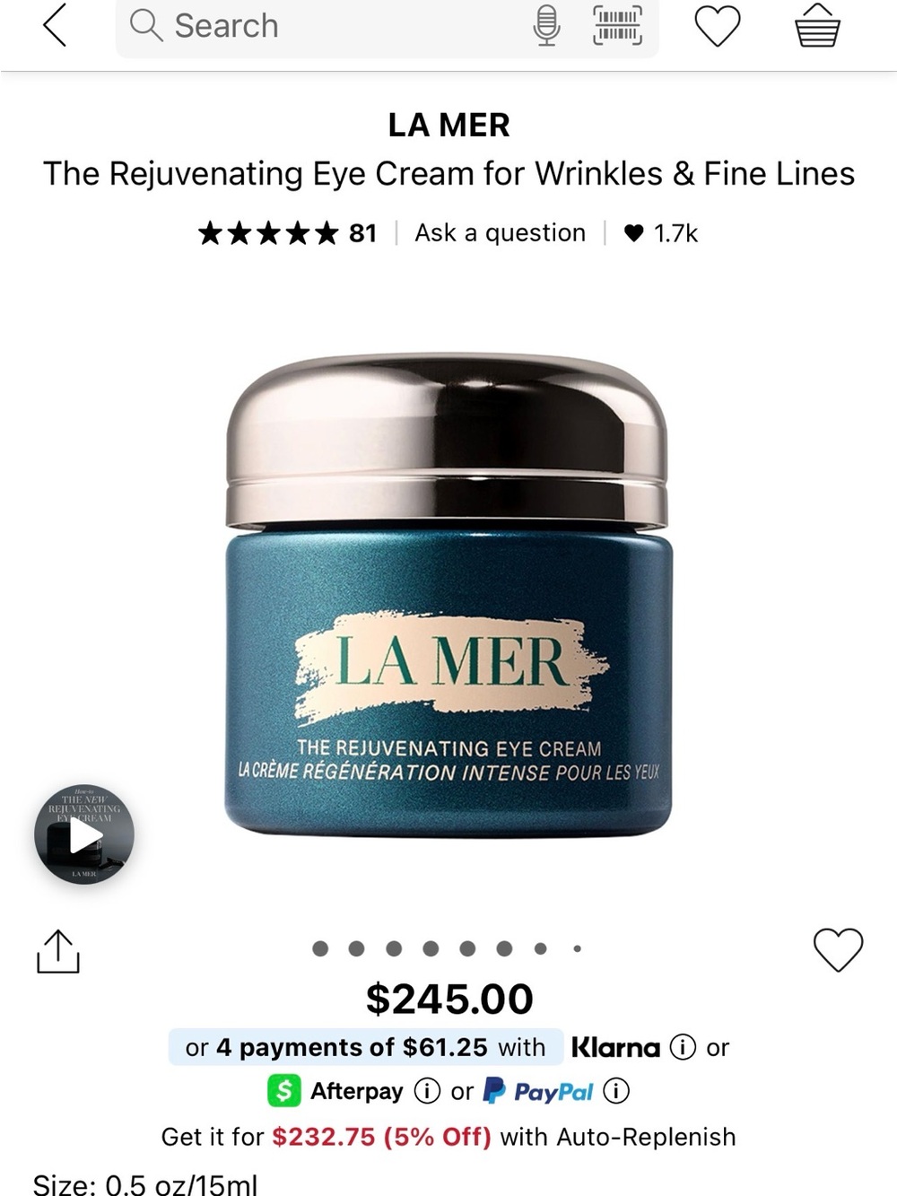 La Mer the Rejuvenating Eye Cream 15ml